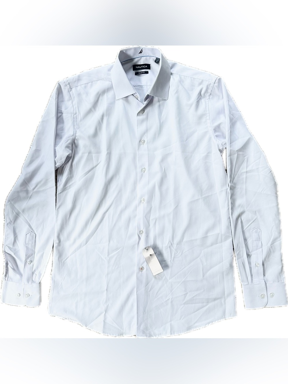 NWT Nautica Men's White Long-Sleeve Dress Shirt